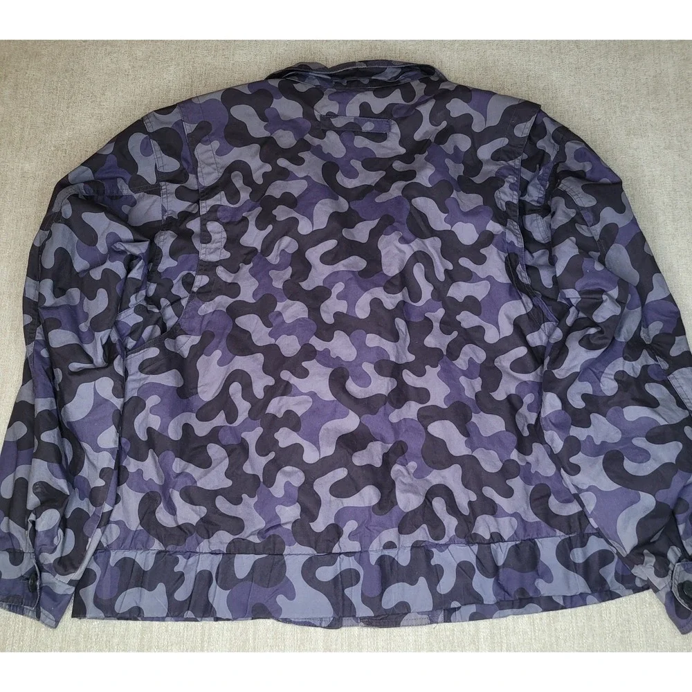 London Fog Jacket Mens L Blue Camo Winning Edge Full Zip Vintage Windbreaker‎